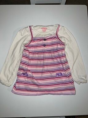 Y2K Young Girls' Pink Striped Layered Tunic Top